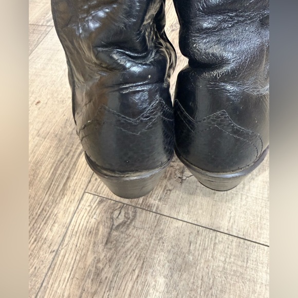 Vintage Larry Mahan 1970’s Black Python Leather Cowboy Boots Size 6.5 - Picture 8 of 10